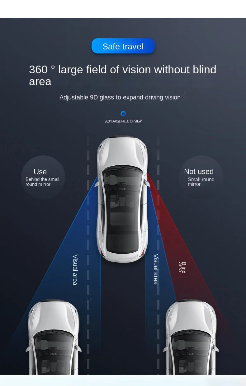 Espelho retrovisor ajustável do ponto cego do carro, ângulo largo, 360 graus, pequeno, redondo, auxiliar, espelho convexo, reverso