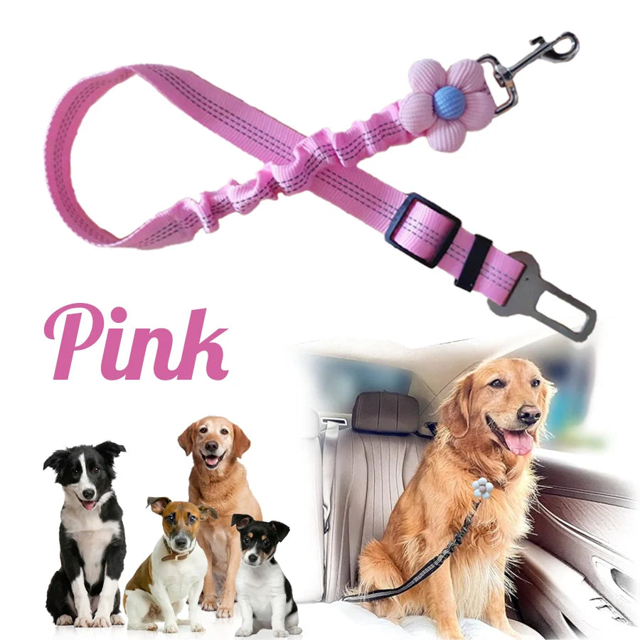 Cinto de segurança para cães, arnês de segurança ajustável com bungee elástico e alça reflexiva, cinto de segurança para animais de estimação de veículos de nylon para cães