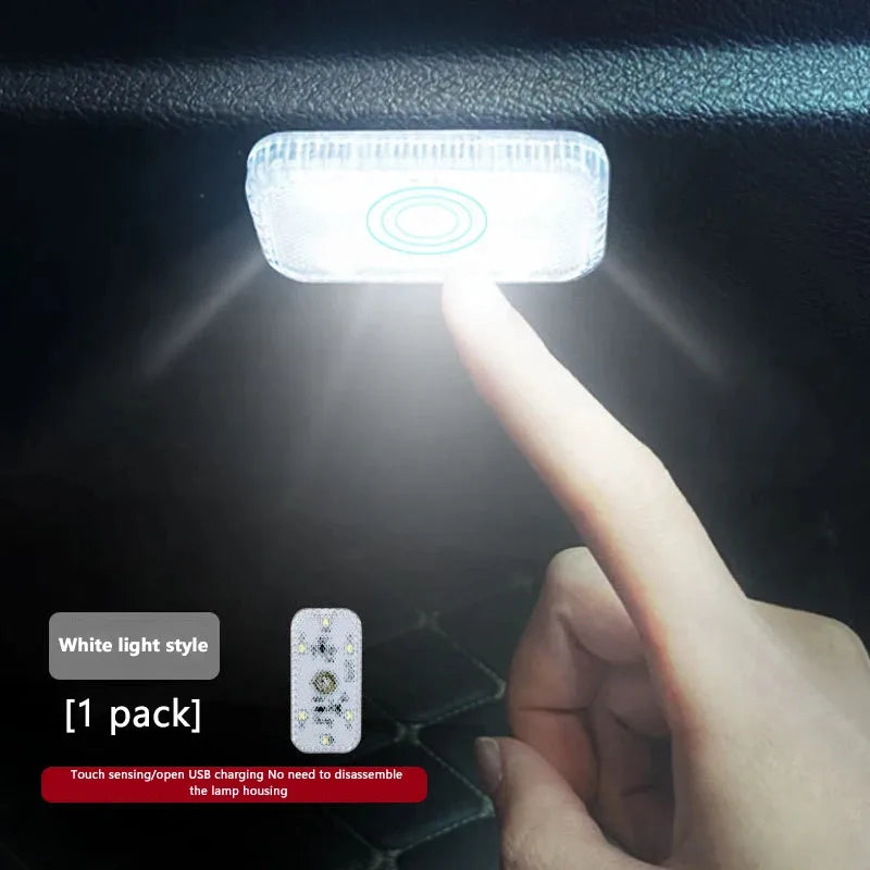 LED toque luz mini carro sem fio iluminação interior, teto teto leitura luz, pasta estável USB carregamento carro ferramentas