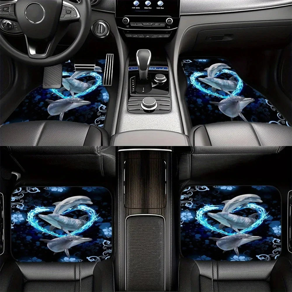 4 pçs tapetes do carro padrão boêmio europeu étnico auto tapete de borracha universal acessórios interiores para assentos dianteiros e traseiros