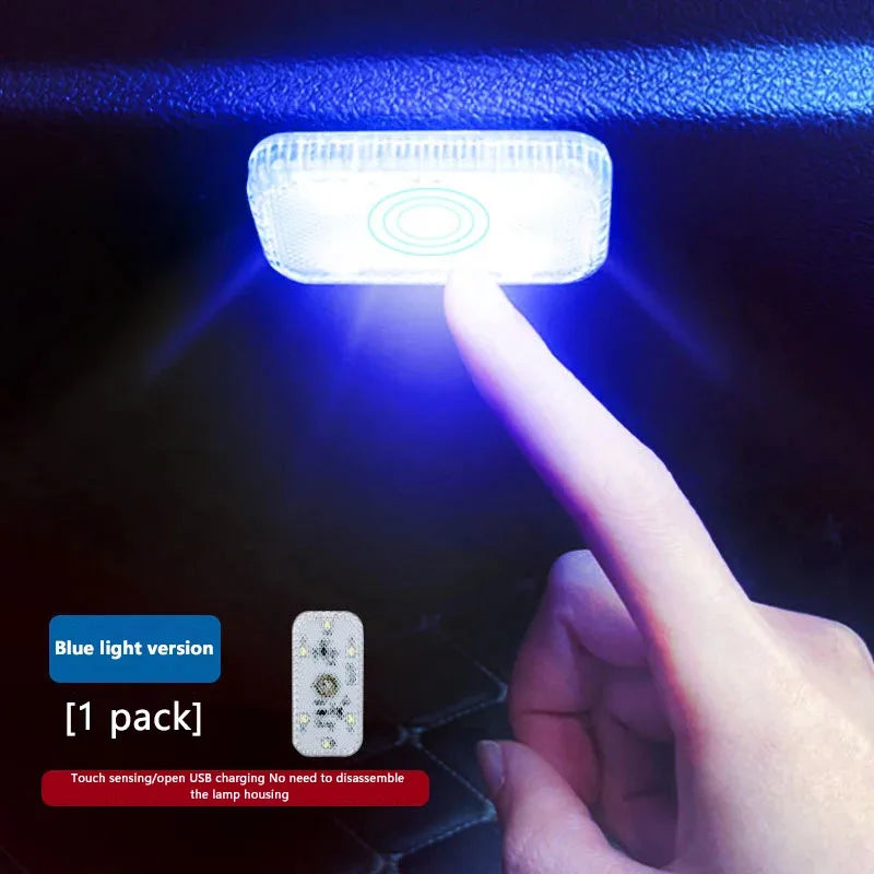 LED toque luz mini carro sem fio iluminação interior, teto teto leitura luz, pasta estável USB carregamento carro ferramentas