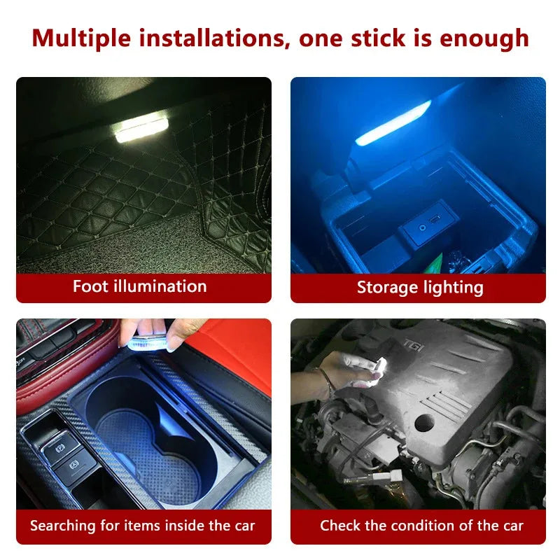 LED toque luz mini carro sem fio iluminação interior, teto teto leitura luz, pasta estável USB carregamento carro ferramentas