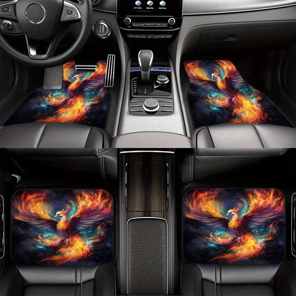 4 pçs tapetes do carro padrão boêmio europeu étnico auto tapete de borracha universal acessórios interiores para assentos dianteiros e traseiros