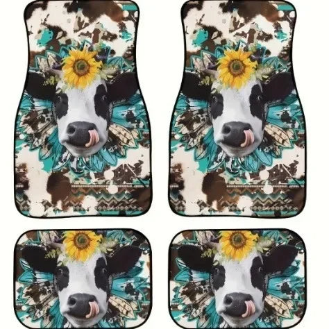 4 pçs tapetes do carro padrão boêmio europeu étnico auto tapete de borracha universal acessórios interiores para assentos dianteiros e traseiros