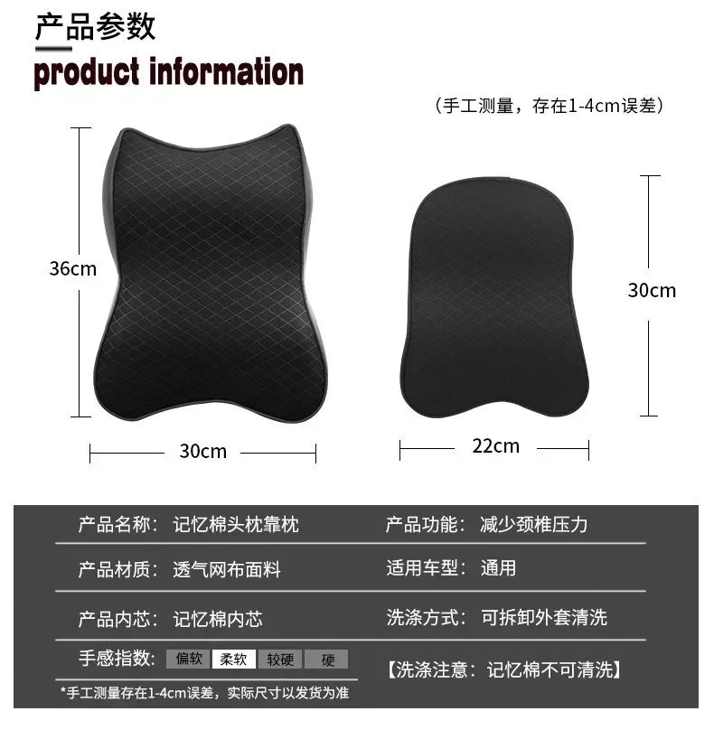 Almofada de assento de encosto de cabeça de carro respirável travesseiro de espuma de memória apoio de cabeça descanso de pescoço para carros travesseiros de viagem encosto de espuma de memória 3d