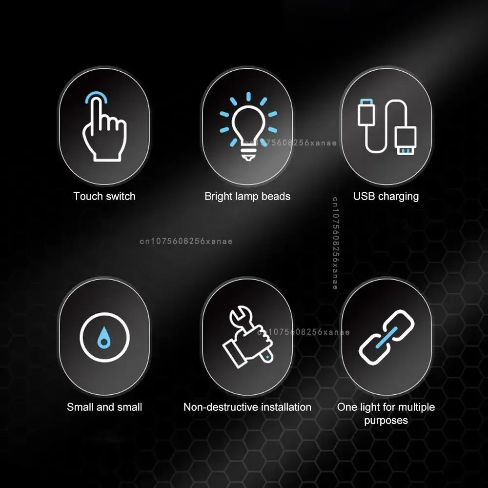 Sensor de toque do carro led luz ambiente interior do carro lâmpada leitura teto sem fio usb recarregável atmosfera luz