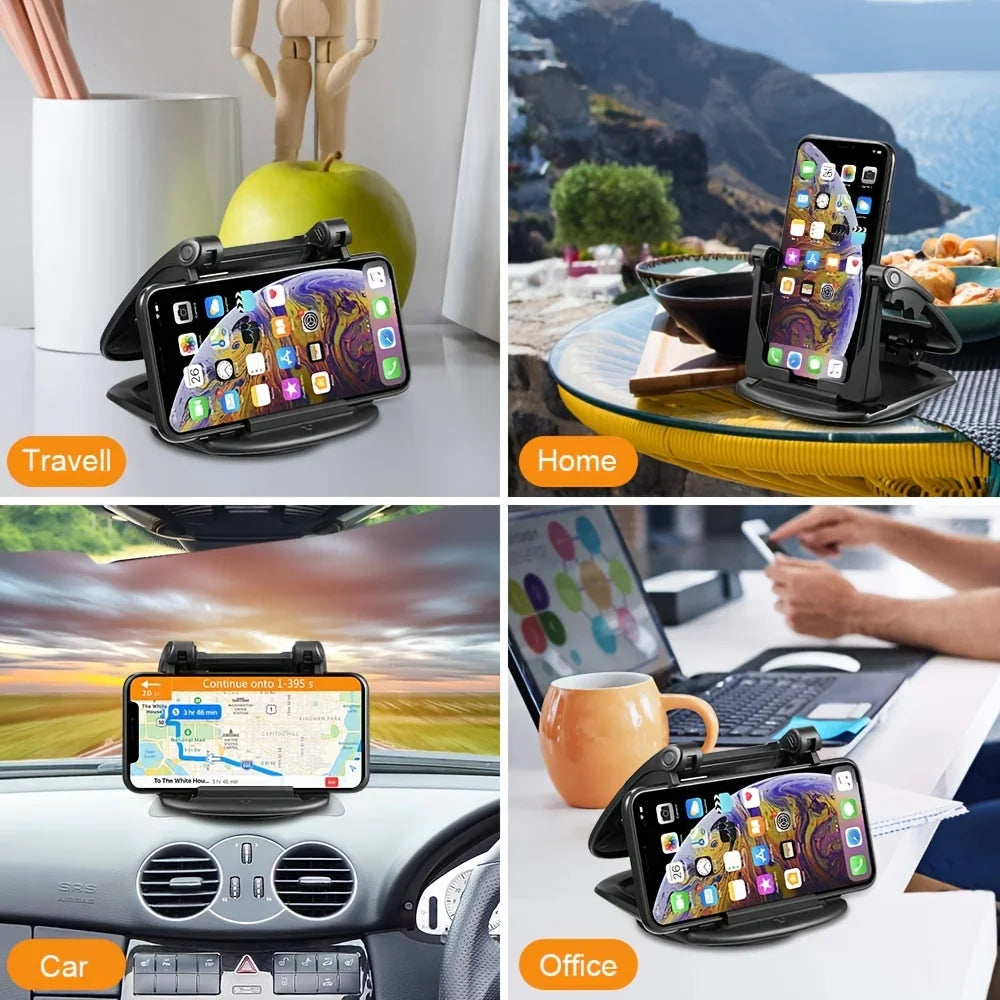 Suporte para celular para carro, atualizado 360 °   Suporte giratório para telefone para painel, telefone amigável com visualização horizontal e vertical