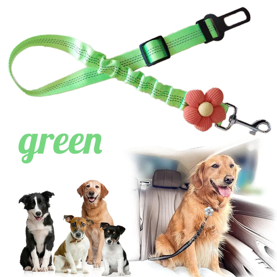 Cinto de segurança para cães, arnês de segurança ajustável com bungee elástico e alça reflexiva, cinto de segurança para animais de estimação de veículos de nylon para cães