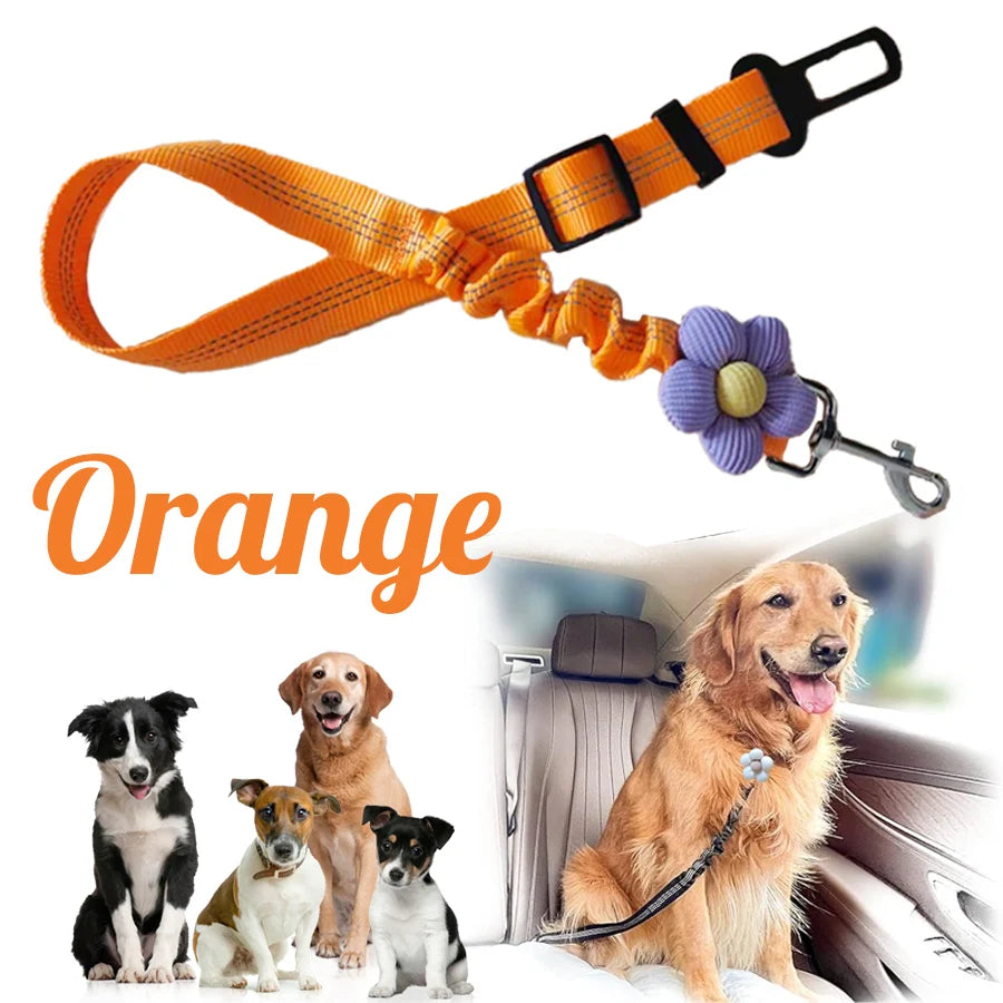 Cinto de segurança para cães, arnês de segurança ajustável com bungee elástico e alça reflexiva, cinto de segurança para animais de estimação de veículos de nylon para cães