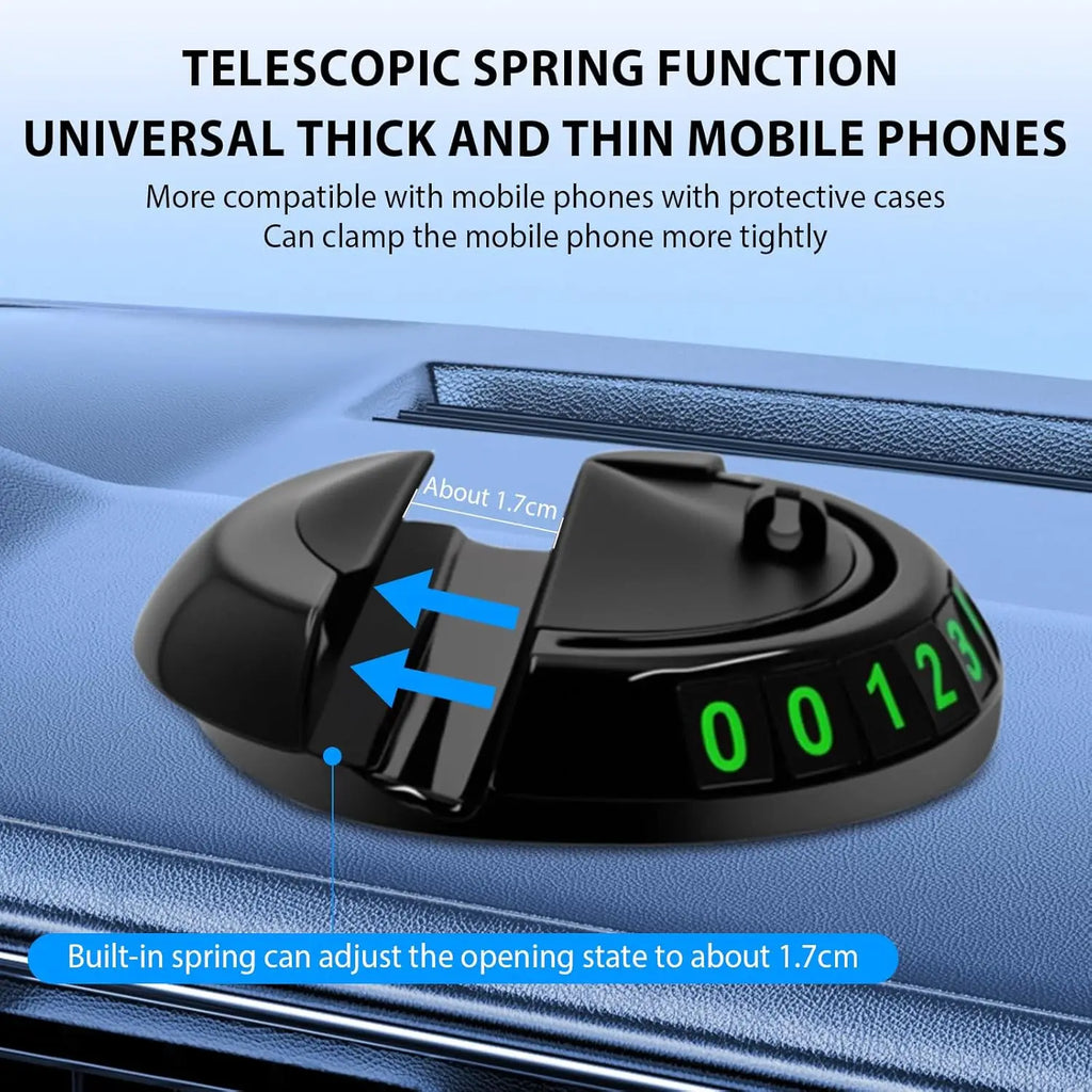 Suporte de telefone para painel de carro, tapete adesivo multifuncional antiderrapante com placa de número de telefone de estacionamento para carro