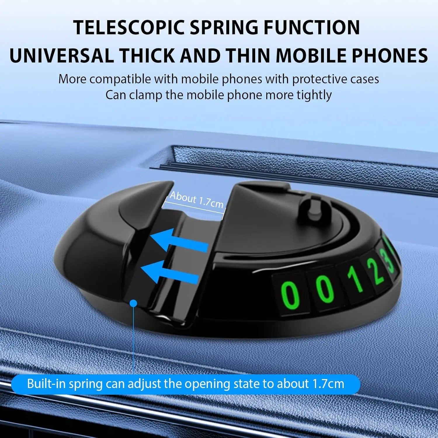 Suporte de telefone para painel de carro, tapete adesivo multifuncional antiderrapante com placa de número de telefone de estacionamento para carro