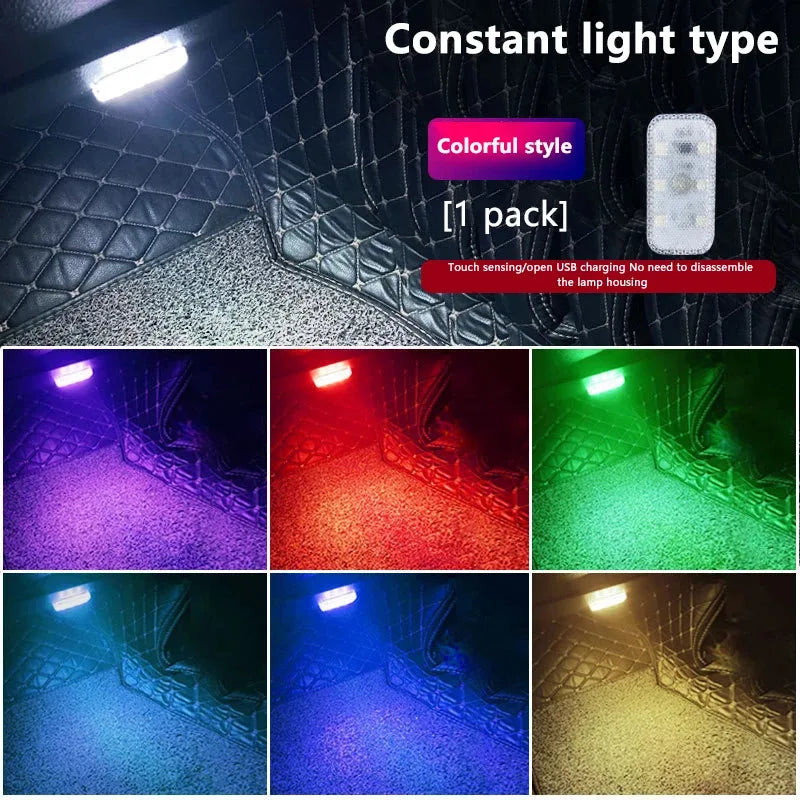 LED toque luz mini carro sem fio iluminação interior, teto teto leitura luz, pasta estável USB carregamento carro ferramentas