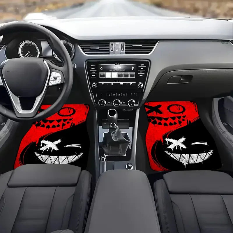 Tapetes universais para todas as estações, 4 unidades, fibra de poliéster, com base antiderrapante, fácil de limpar, acessórios interiores do carro