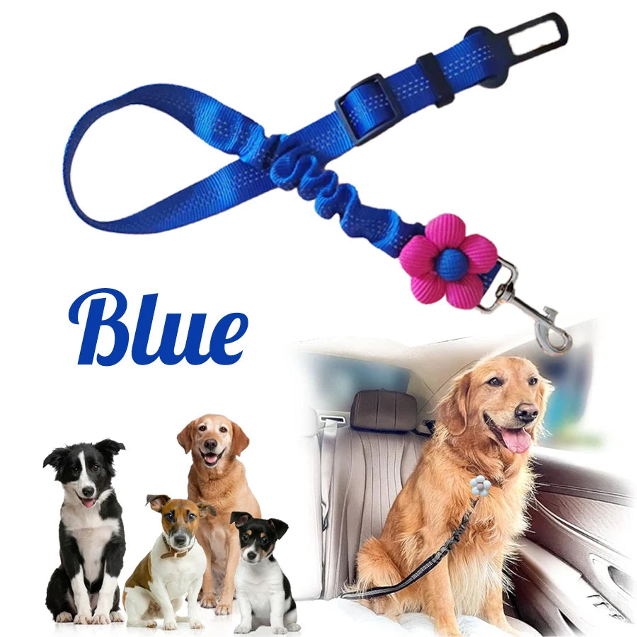 Cinto de segurança para cães, arnês de segurança ajustável com bungee elástico e alça reflexiva, cinto de segurança para animais de estimação de veículos de nylon para cães