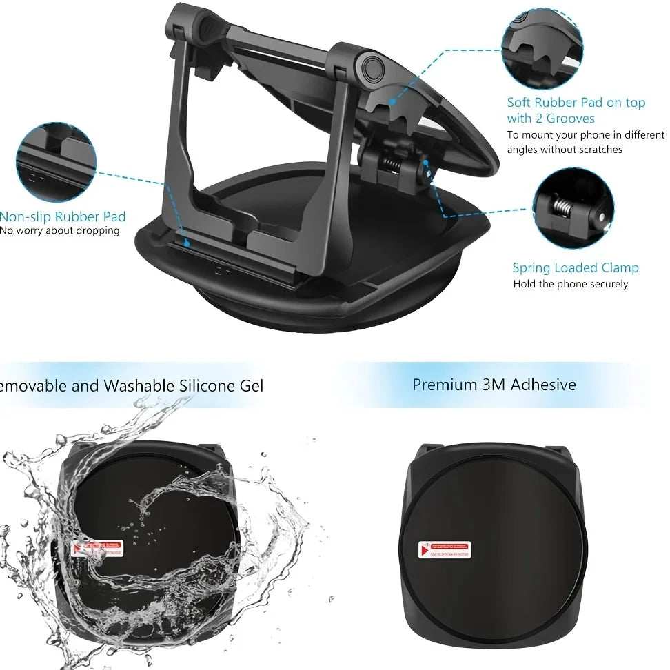 Suporte para celular para carro, atualizado 360 °   Suporte giratório para telefone para painel, telefone amigável com visualização horizontal e vertical