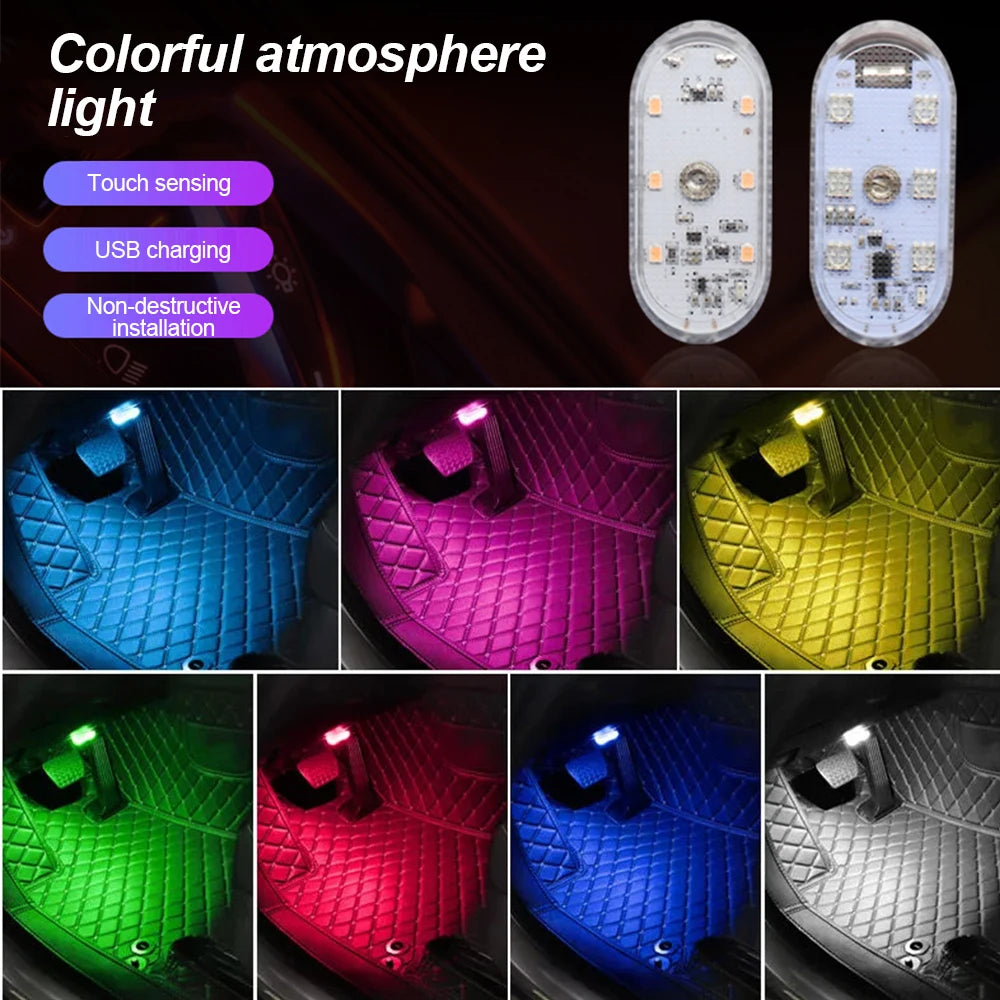 Multi cor luz do carro sem fio led toque luz telhado sensor de leitura lâmpada mini luz carregamento usb acessórios interiores automóveis