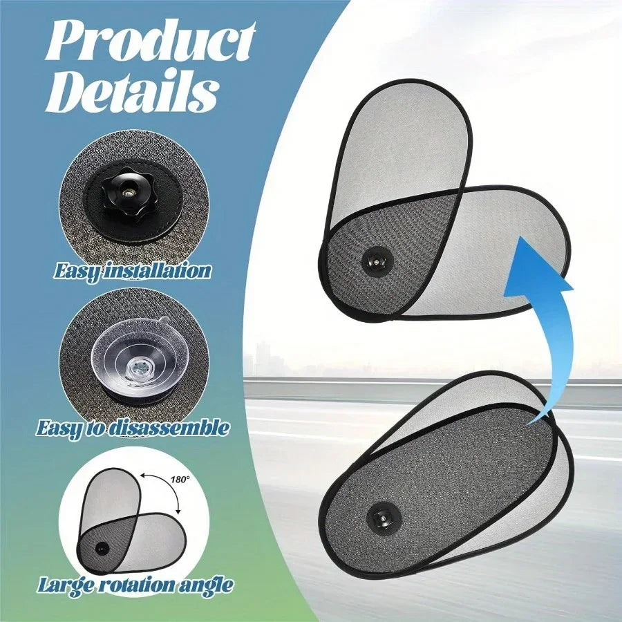 1 conjunto de guarda-sol para janela de carro: ajustável, giratório e proteção lateral do pára-brisa