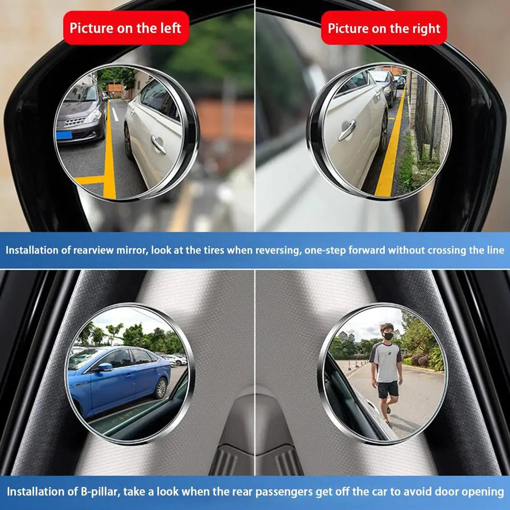 Car Blind Spot Spots Espelhos Convexos, de alta definição Car Rear View Espelhos, Blindspot, Fish Eye Shapes, 2pcs