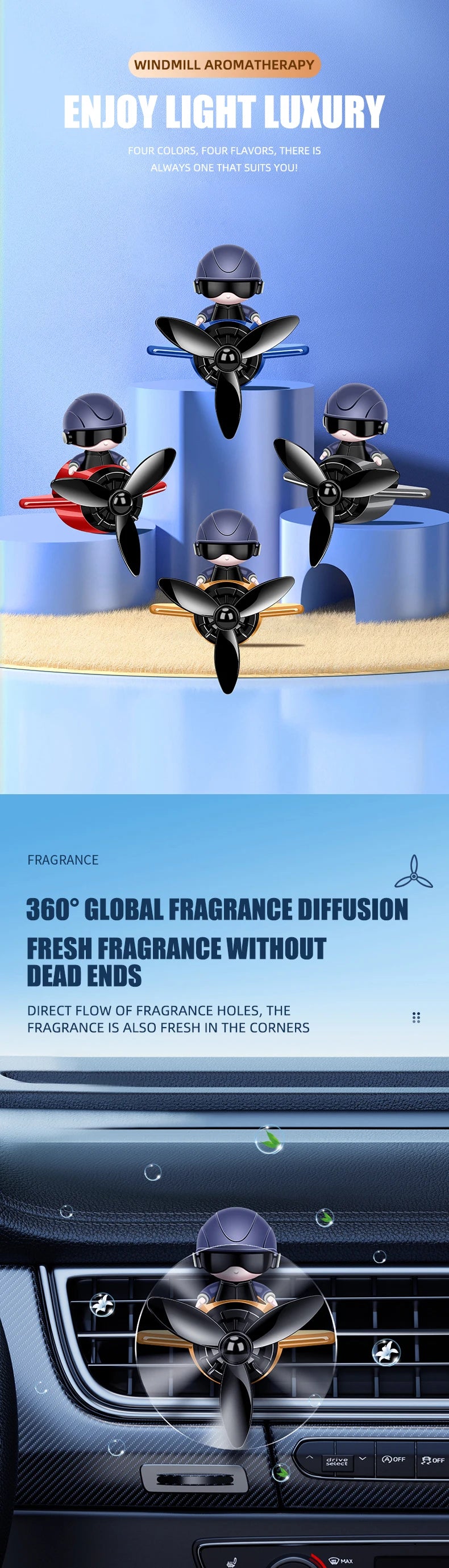 Ambientador de ar do carro perfume difusor piloto solar rotação automática aromaterapia saída ar fragrância auto interior suprimentos