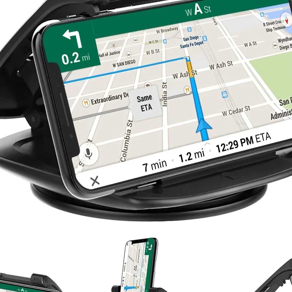 Suporte para celular para carro, atualizado 360 °   Suporte giratório para telefone para painel, telefone amigável com visualização horizontal e vertical