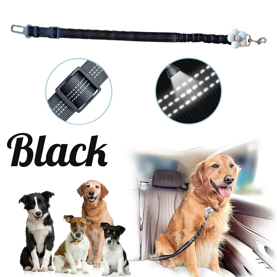 Cinto de segurança para cães, arnês de segurança ajustável com bungee elástico e alça reflexiva, cinto de segurança para animais de estimação de veículos de nylon para cães
