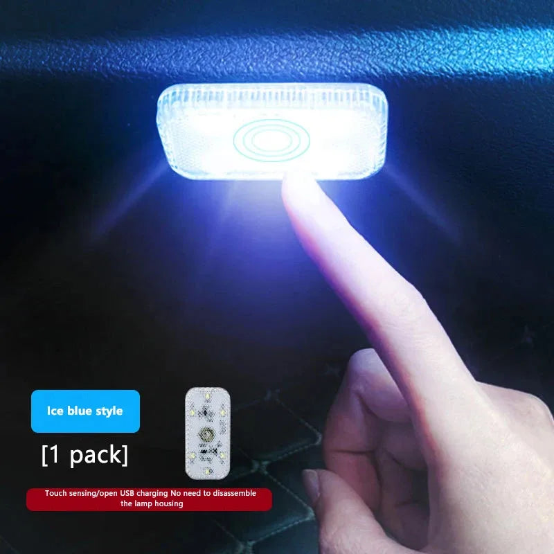 LED toque luz mini carro sem fio iluminação interior, teto teto leitura luz, pasta estável USB carregamento carro ferramentas