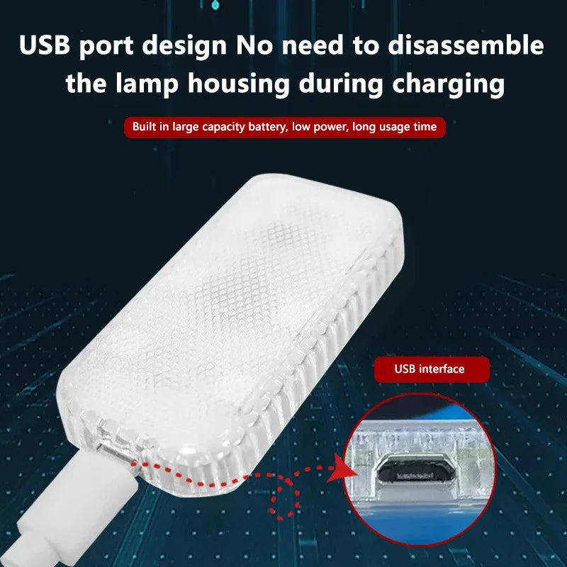 LED toque luz mini carro sem fio iluminação interior, teto teto leitura luz, pasta estável USB carregamento carro ferramentas