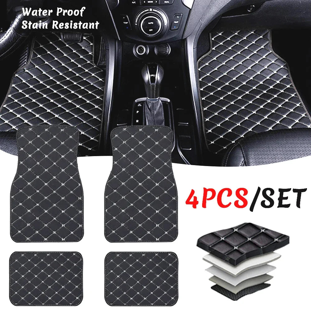 4 pçs universal de couro tapetes do carro 5 lugares antiderrapante forros acessórios interiores capa de tapete do carro