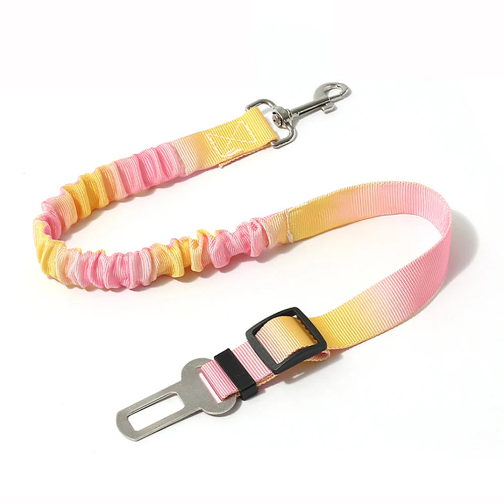 Trela para animais de estimação do cinto de segurança do carro para cães-alça de segurança ajustável do veículo, clipe de arnês de viagem à prova de colisão para cães pequenos, médios e grandes,