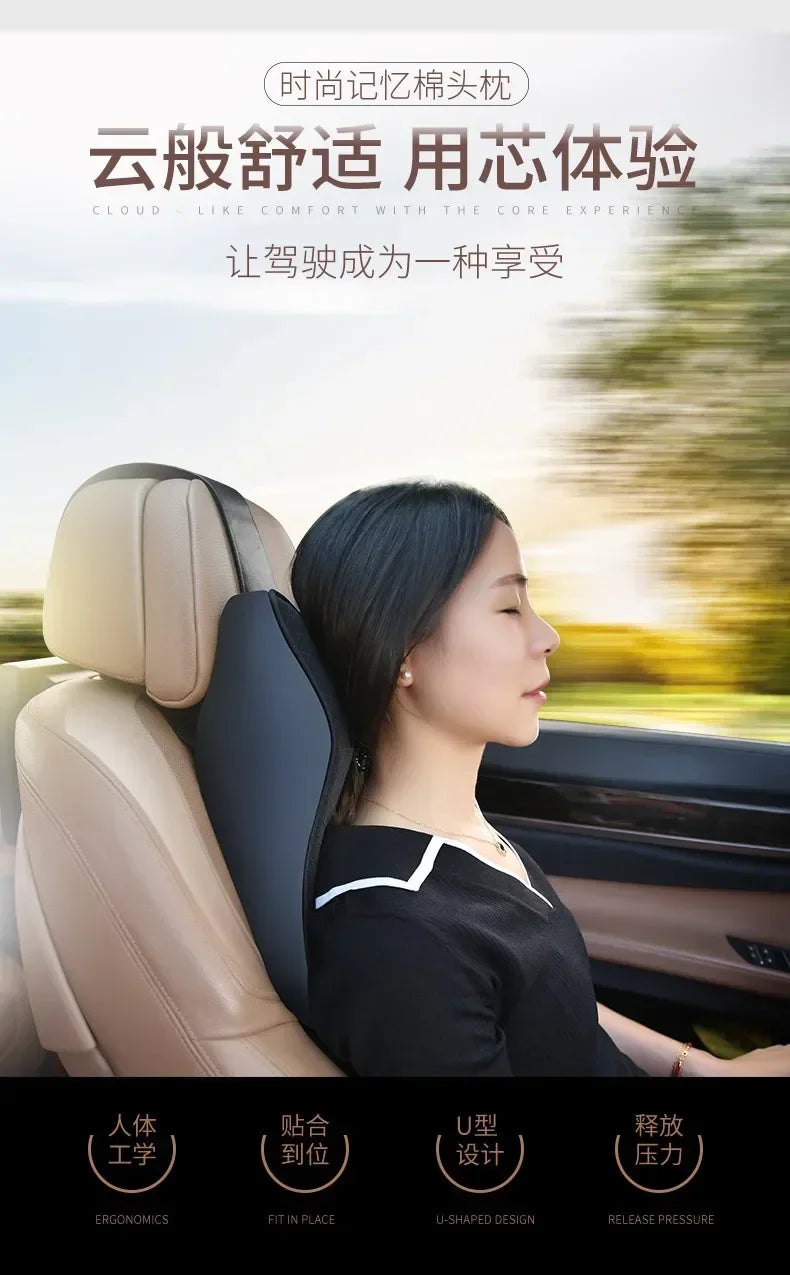 Almofada de assento de encosto de cabeça de carro respirável travesseiro de espuma de memória apoio de cabeça descanso de pescoço para carros travesseiros de viagem encosto de espuma de memória 3d