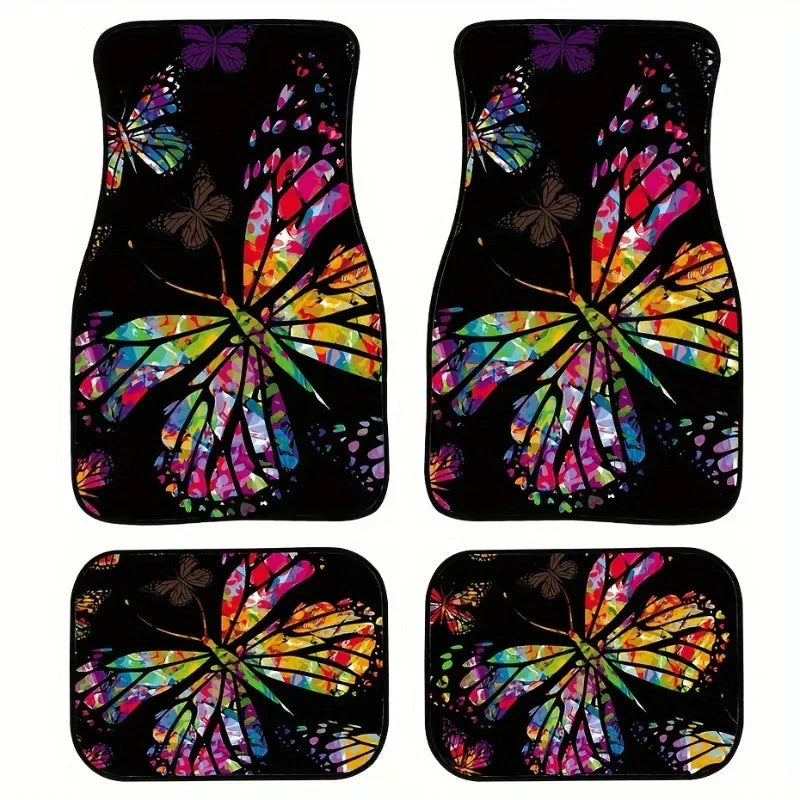 4 pçs tapetes do carro padrão boêmio europeu étnico auto tapete de borracha universal acessórios interiores para assentos dianteiros e traseiros