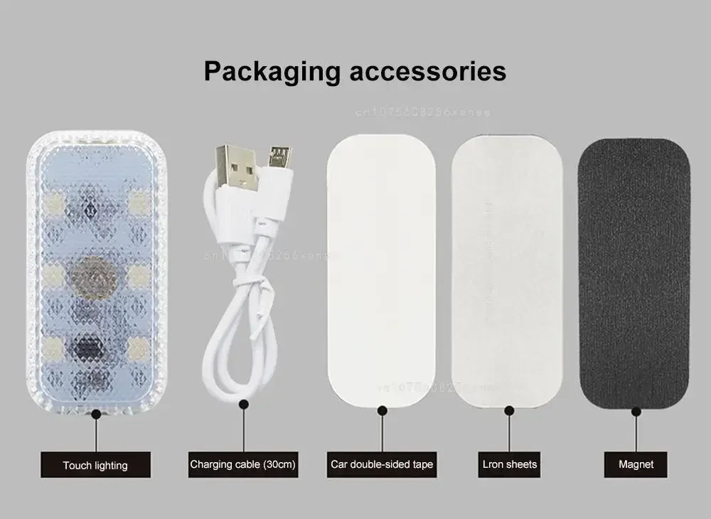 Sensor de toque do carro led luz ambiente interior do carro lâmpada leitura teto sem fio usb recarregável atmosfera luz