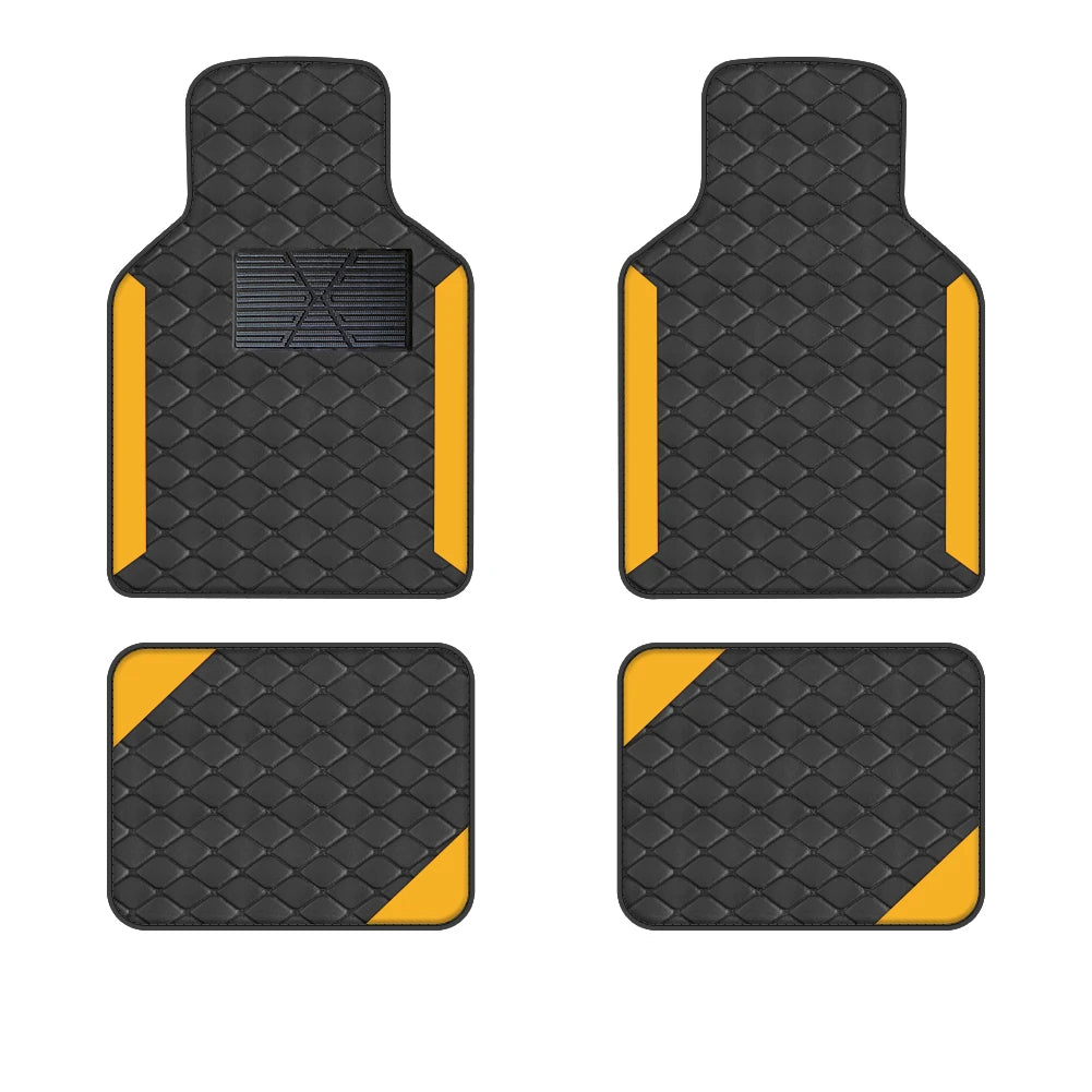 4 pçs conjunto de tapete de luxo para movimentação da mão esquerda universal tapete de carro almofada de proteção couro do plutônio para resistente ao desgaste antiderrapante